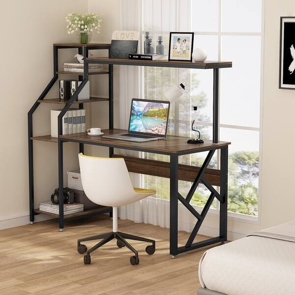 Shop Computer Desk With 4 Tier Storage Shelves Study Desk