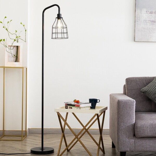 CO-Z 68" Retro Industrial Arched Black Floor Lamp Metal Wire Shade. Opens flyout.