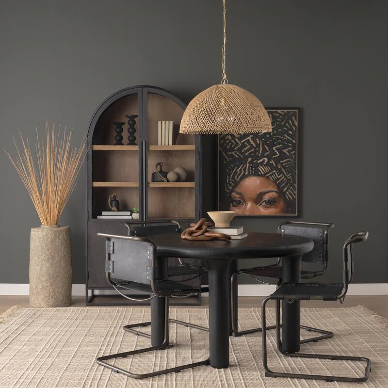 Thad 1-Light Natural Woven Rattan Dome Pendant - 24.5L x 24.5W x 14.5H