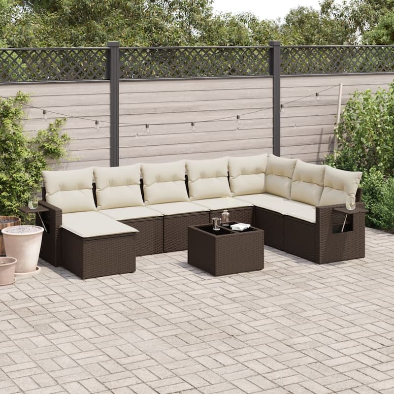vidaXL Garden Sofa Set - Brown and cream Without table