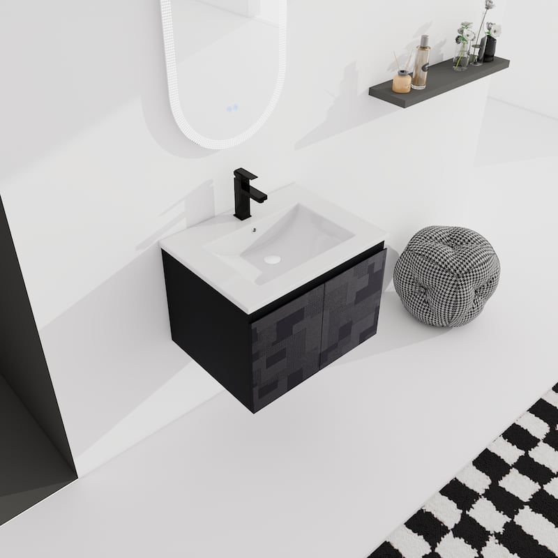 24'' Floating Wall-Mounted Bathroom Vanity With Ceramics Sink & Soft-Close Cabinet Door