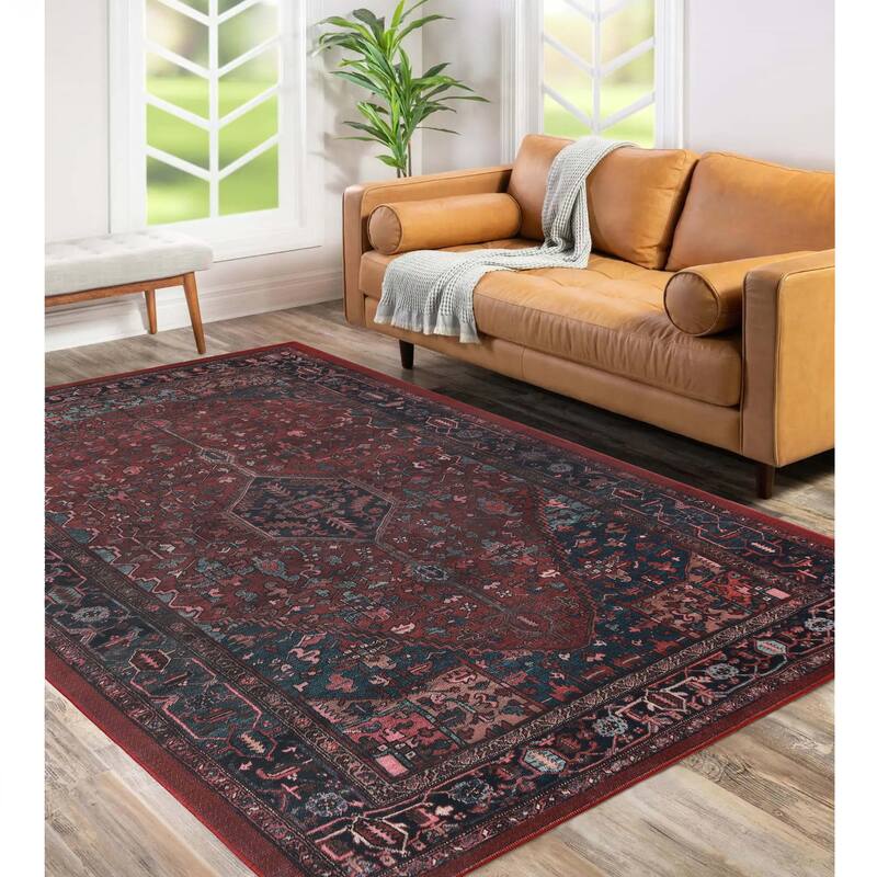 Superior Cardinal Vintage Machine Washable Indoor Area Rug or Runner - 4' x 6'