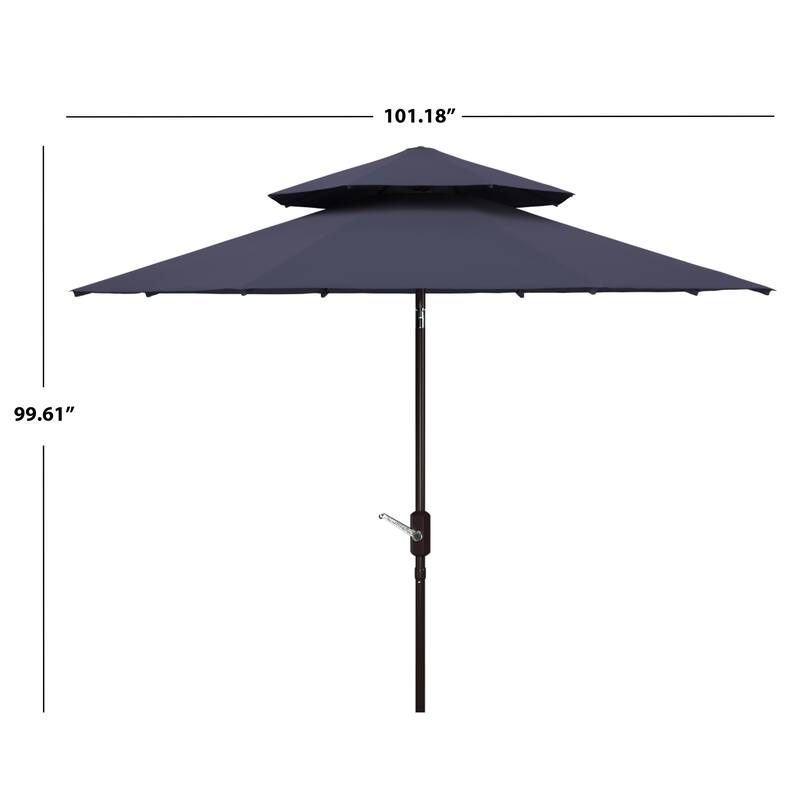 SAFAVIEH Outdoor Esmiralda 9Ft Double Top Crank Umbrella