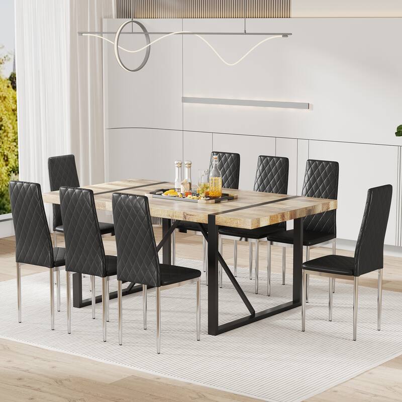 8-Piece Set Dining Chairs, Mid-Back Conference Chairs, 45D High-Density Resilient Sponge Cushion
