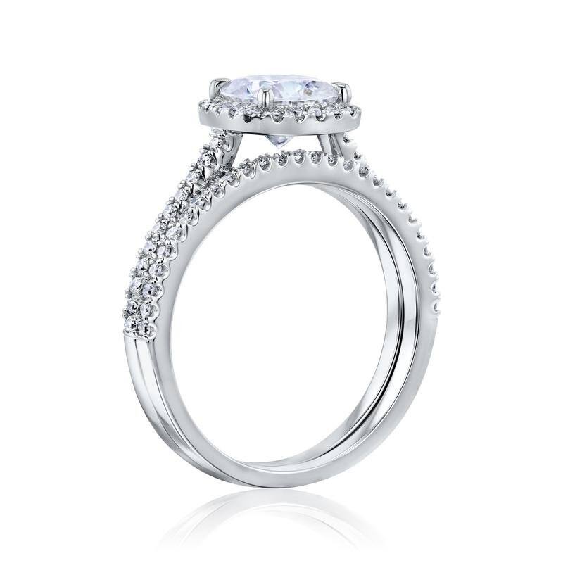Annello by Kobelli 14k Gold Cushion Moissanite Floating Halo Bridal Set (GH/VS, GH/I)