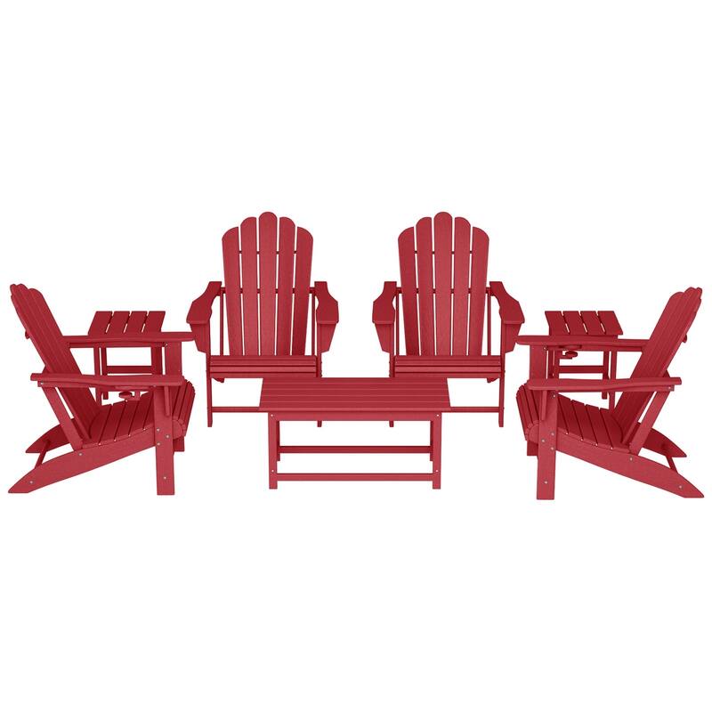 Aderson Outdoor Poly Adirondack Conversation Lounge 7-Piece Set - Red