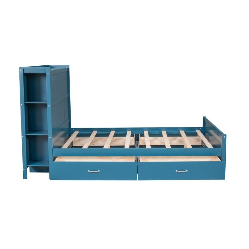 Large Storage Space Bed Full Size Platform Bed with Drawers and Storage