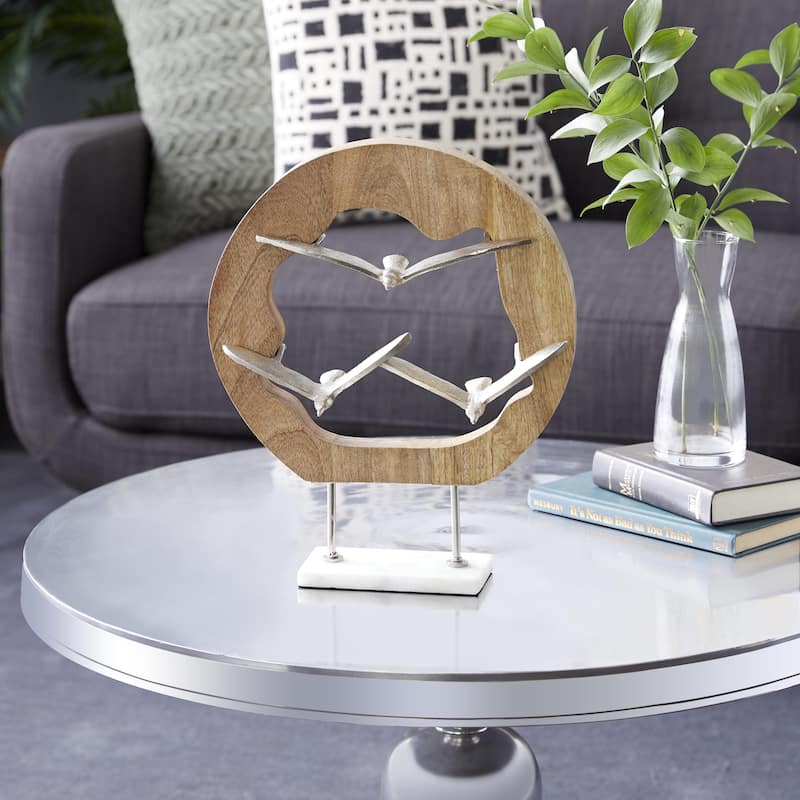 Brown Aluminum Metal Bird Decorative Sculpture - Brown