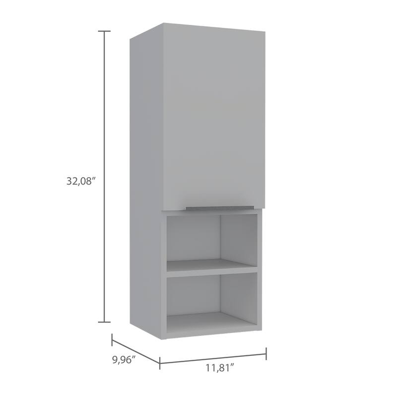 Bathroom Cabinet with Single Door, 2 Internal Shelves & 2 External Open Shelves for Easy Access Storage