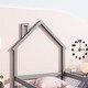 preview thumbnail 5 of 6, Grey Twin Pine Floor Bed with House-shaped Headboard