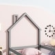 preview thumbnail 13 of 22, Twin Size Wooden Floor Bed with House-Style Headboard and Guardrails for Safe and Imaginative Sleep