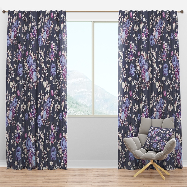 blue floral blackout curtains