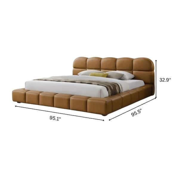 dimension image slide 0 of 2, Luxurious Leather Queen/King Size Platform Bed
