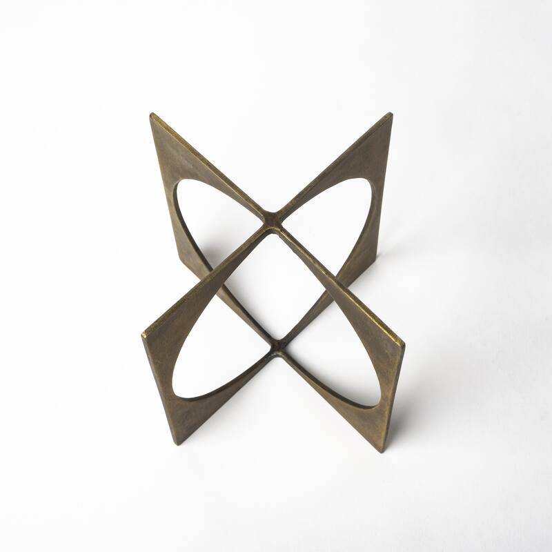 Burnished Gold Metal Circle Square Sculpture
