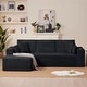 preview thumbnail 4 of 48, 102.76" Corduroy Cloudy L Shaped Sofa with Headrests Black