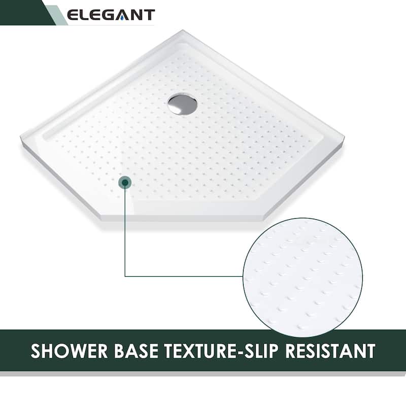 Elegant Diamond Shower Base in White Corner Drain Anti-slip Acrylic Shower Pan 38 in. W x 38 in. D x 3 in. H - 38" x 38" x 3"