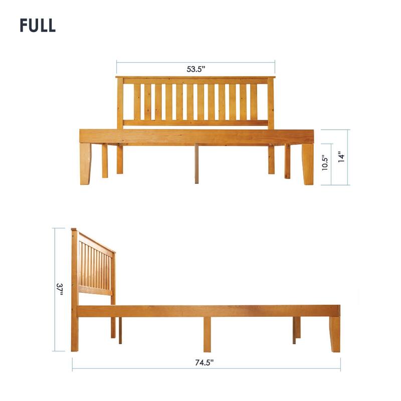 Solid Wood Platform Bed with Paneled Headboard Multiple Colors