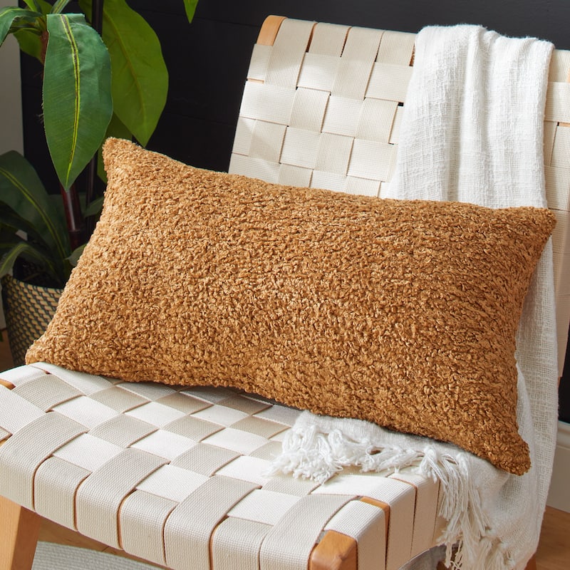 Sorra Home Indoor Soft-Textured Knife Edge Lumbar Pillow - 13 in x 20 in - Zazzle Camel