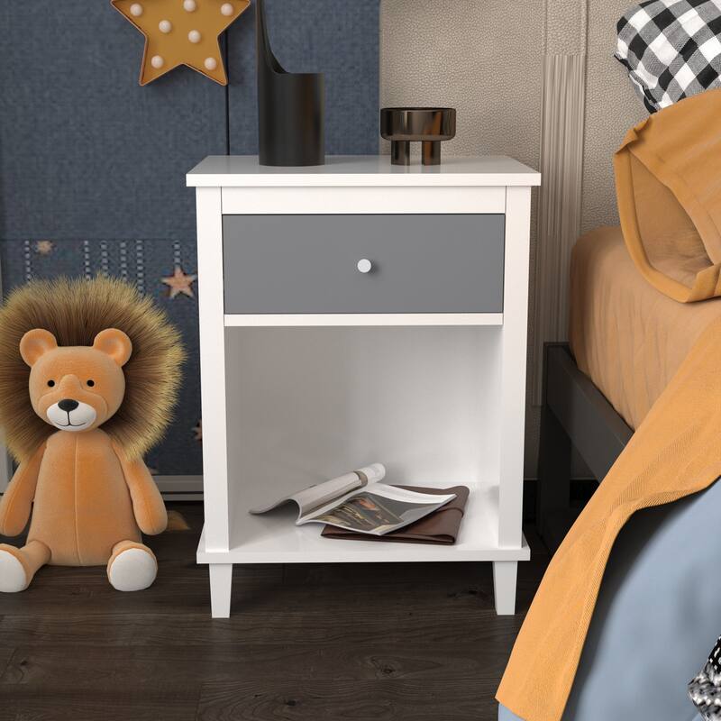 Nightstand Storage Cabinet Side Table with Drawer, End Table Coffee Table Corner Table with Open Shelf