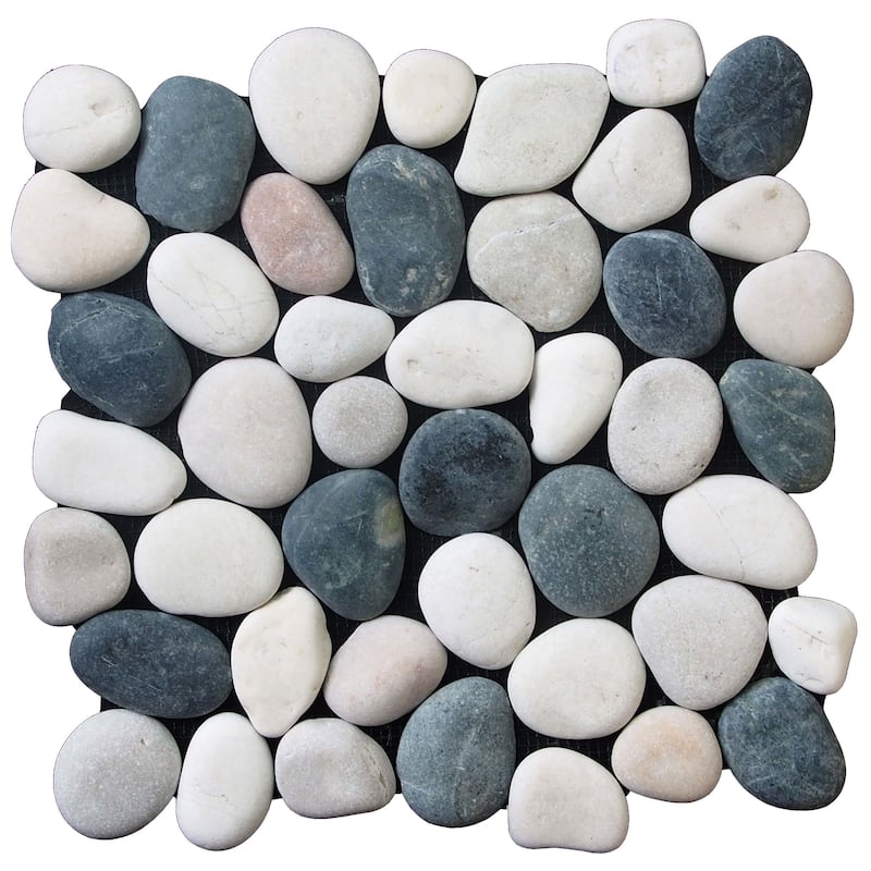 Cruz Bay Studio XP3P Classic Pebble - 11" x 11" Pebble and Rock Floor - White / Black / Tan Natural