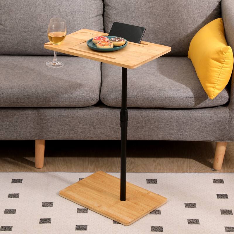 Height Adjustable C-Shaped End Table