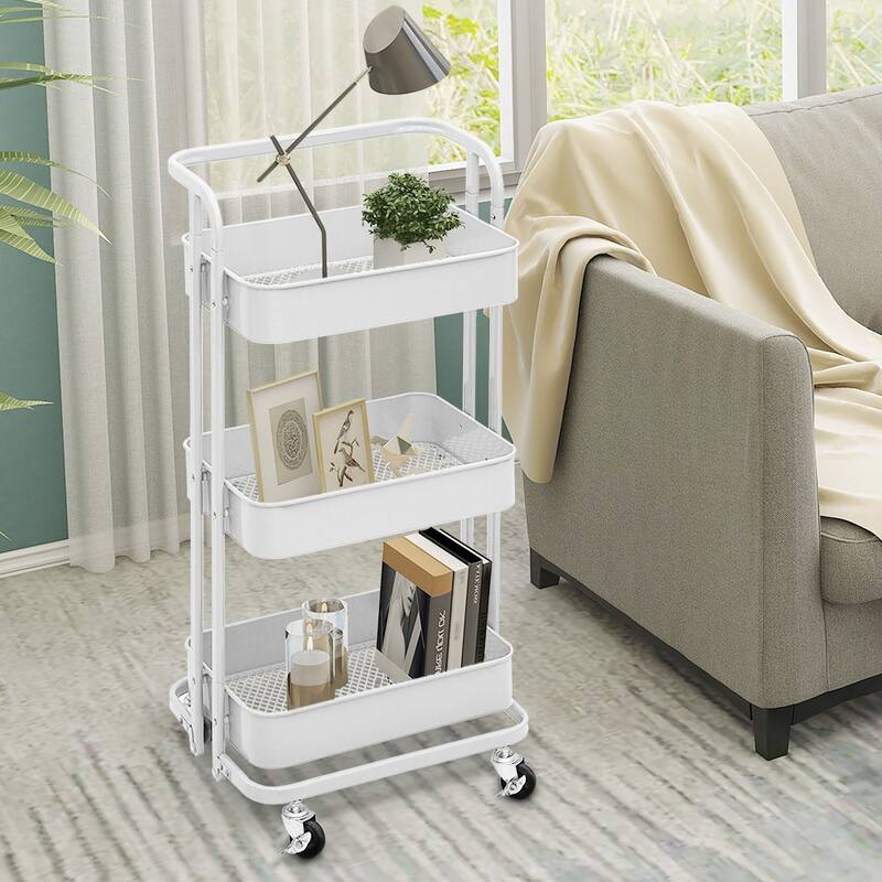 3 Tier Foldable Rolling Utility Cart