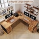preview thumbnail 44 of 72, L Shaped Computer Desk 5 fabric Drawers Gaming Desk Storage Shelf