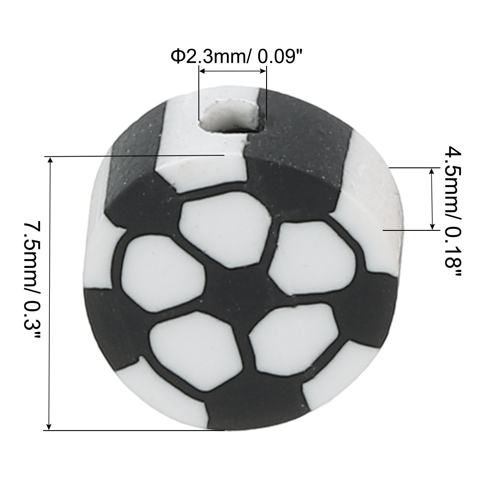 Sports Ball Beads, Opaque Acrylic Sports Beads Clay Football Beads Spacer Loose Beads Craft - Black and White