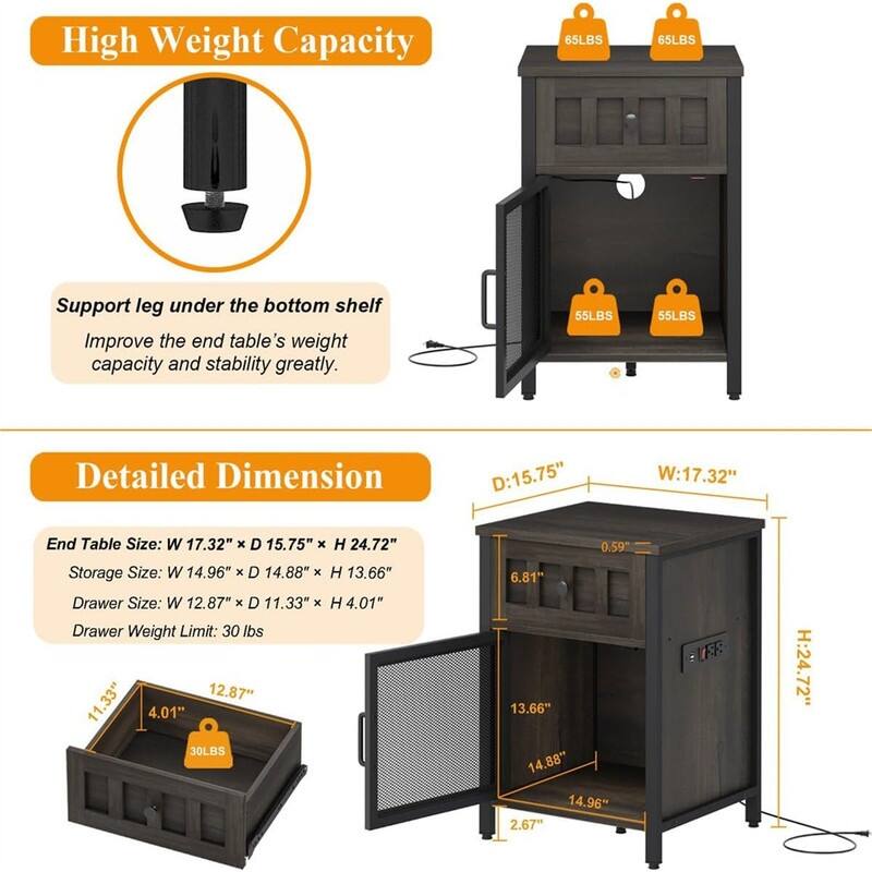 End Table with Charging Station