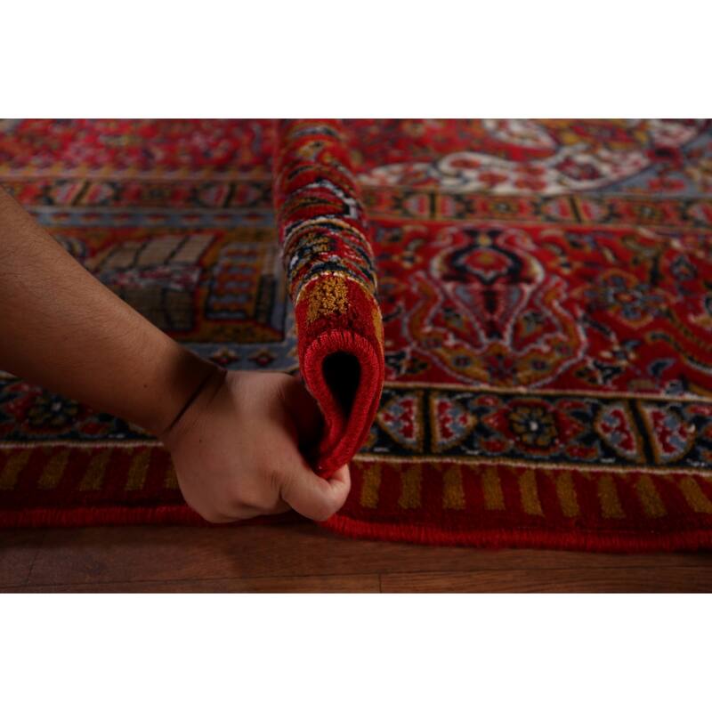 Pictorial Medallion Red Kashan Turkish Area Rug Machine Made Carpet - 9'8" x 12'5"