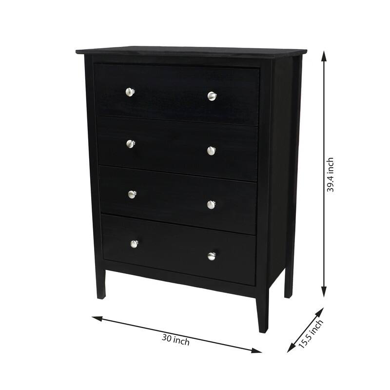 Adeptus Black Solid Wood Easy Pieces 4-drawer Chest of Drawers
