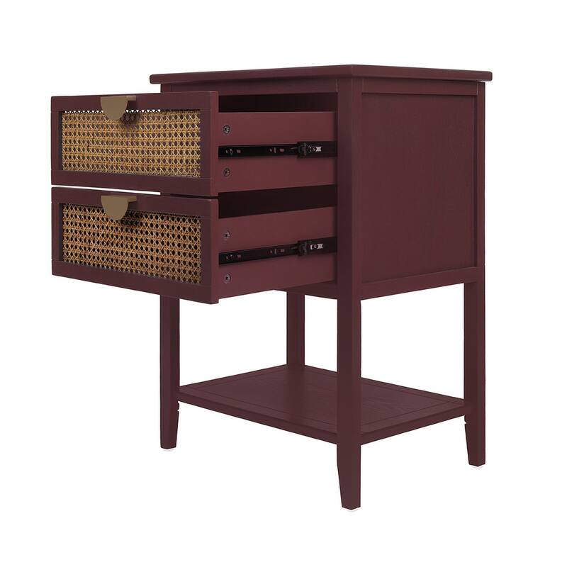 2-Drawer Nightstand Bed Side Table with Storage Cabinet End Table shelf Wood Side Table