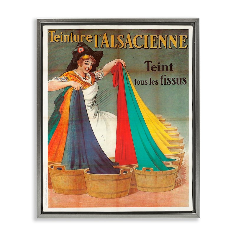 Stupell Vintage Teinture L'Alsacienne Framed Floater Canvas Wall Art Design By Marcus Jules - 25 x 31 - Grey