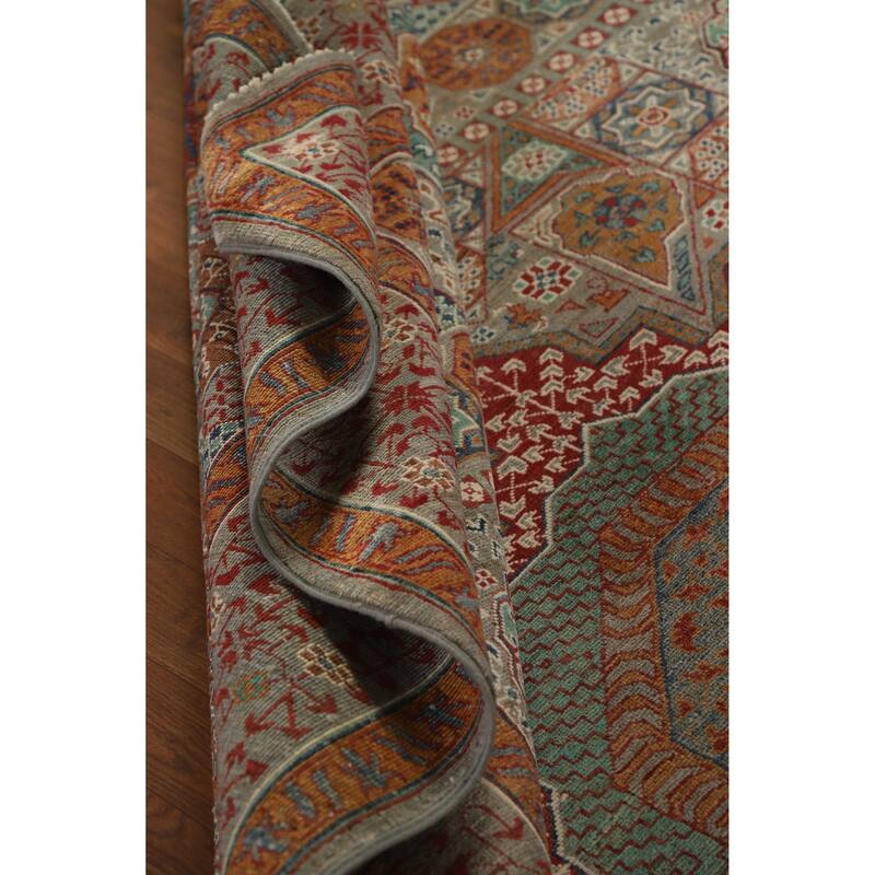 Hand Knotted Oriental 100% Wool Carpet Traditional Medallion Greys & Charcoal Kazak Area Rug - 10' 2'' X 6' 9''