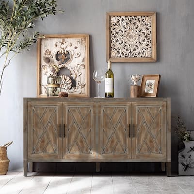 60" 4 Doors Wooden Twill Sideboard