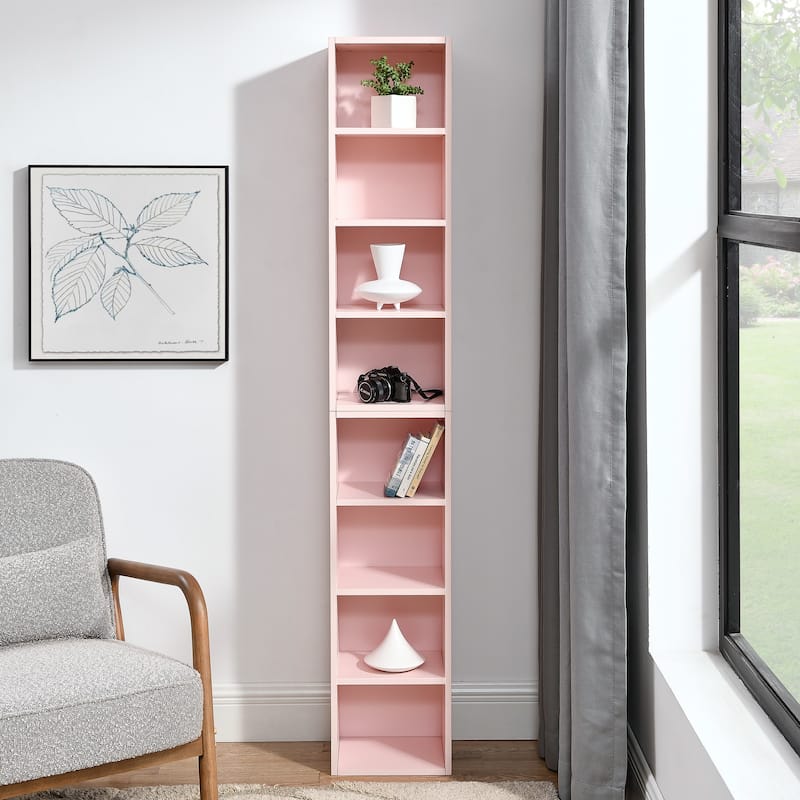 70.90 in. Tall Wood 6-Shelf Standard Bookcase with Interior Shelves
