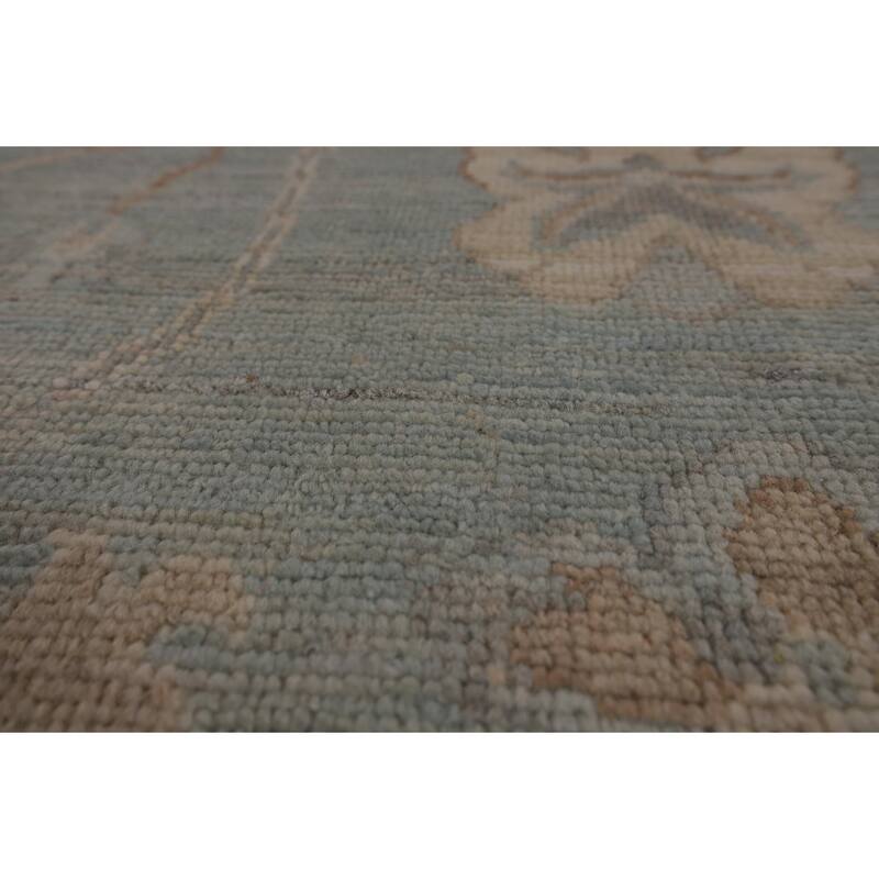 Blue Oushak Vegetable Dye Turkish Area Rug Hand-Knotted Wool Carpet - 8'2"x 10'3"
