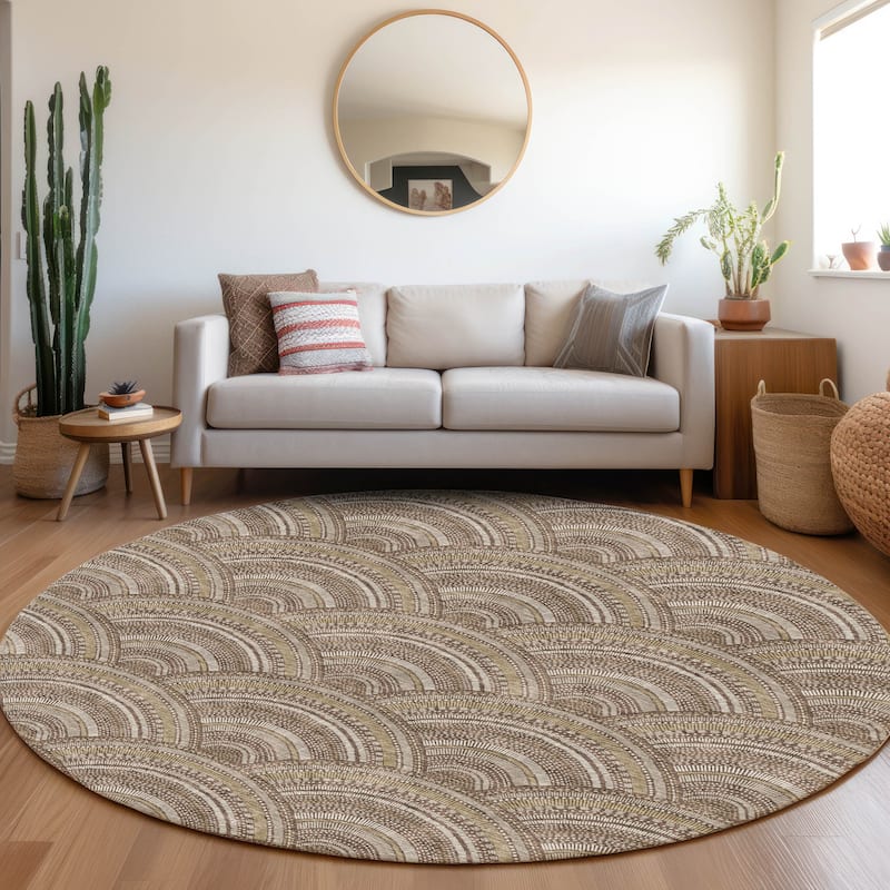 Premium Washable Super Soft Transitional Stacks Mayfield Rug - Brown - 8' x 8'