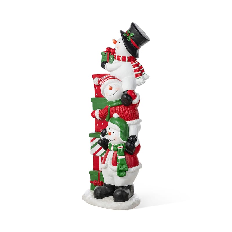 Glitzhome 35.25"H Christmas Resin Stacked Snowman Porch Decor