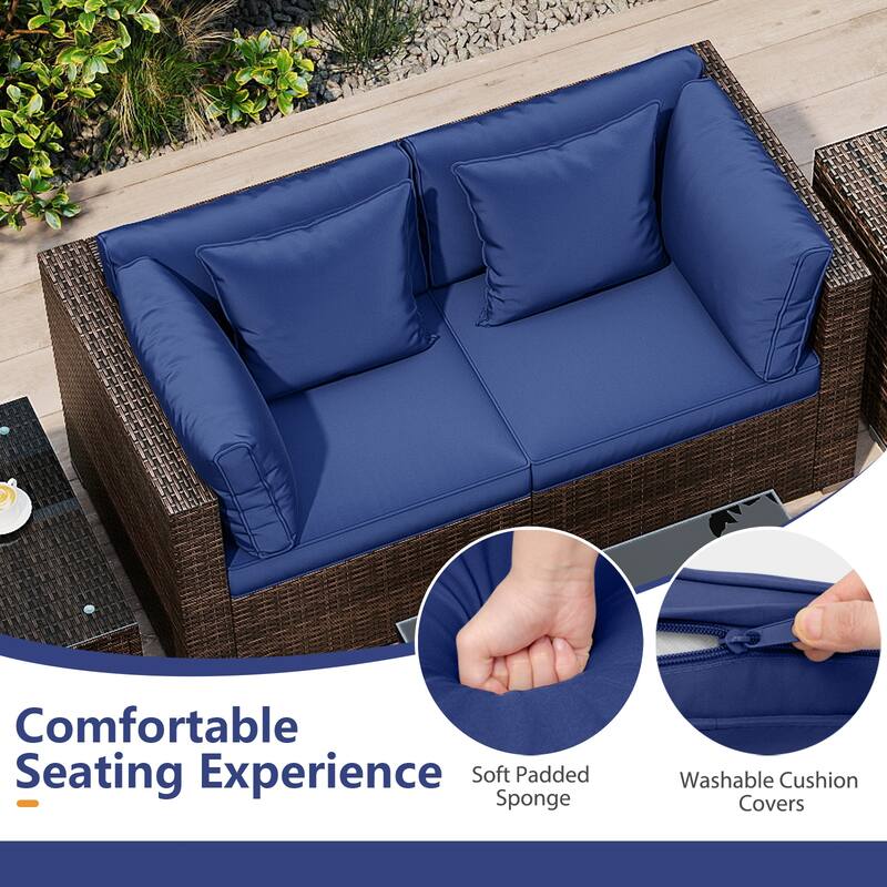 Gymax 7 PCS Patio Furniture Set 40000 BTU Gas Fire Pit Table Propane