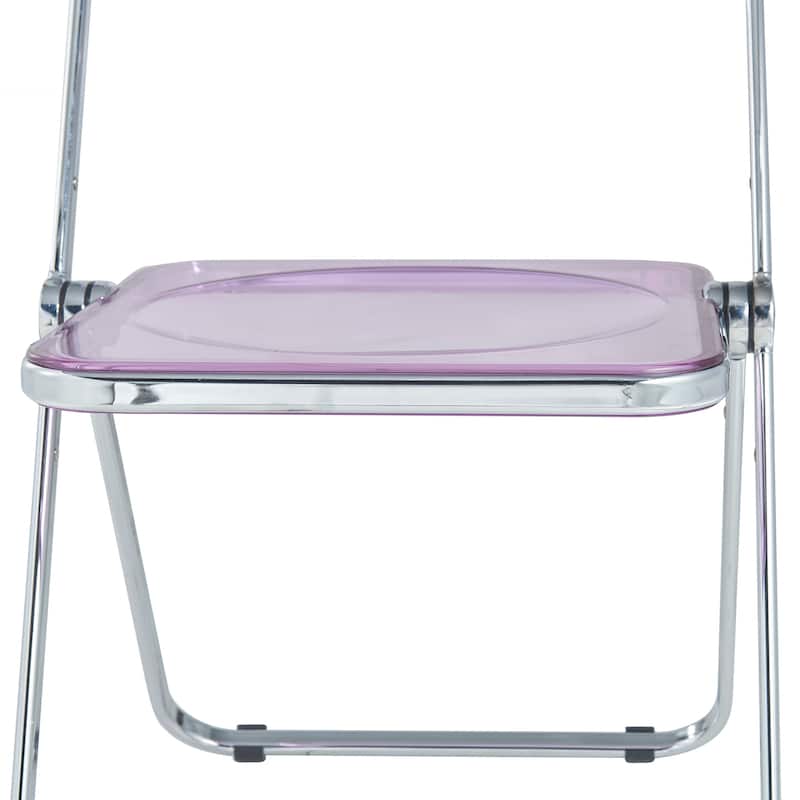 LeisureMod Lawrence Acrylic Folding Dining Chairs and Dining Table Set