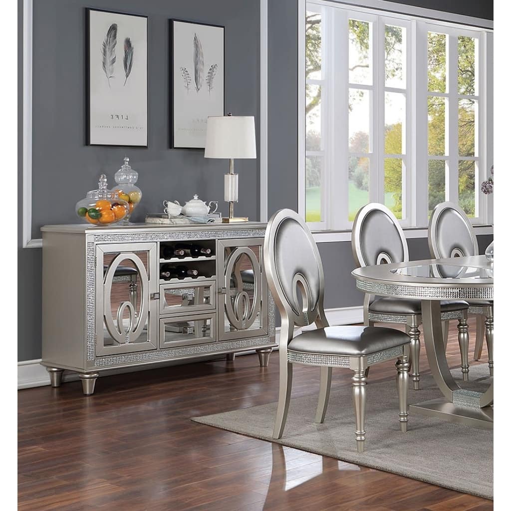 Formal 2pcs Chairs Side Chair Cutout Back Cushion Leatherette Upholstered