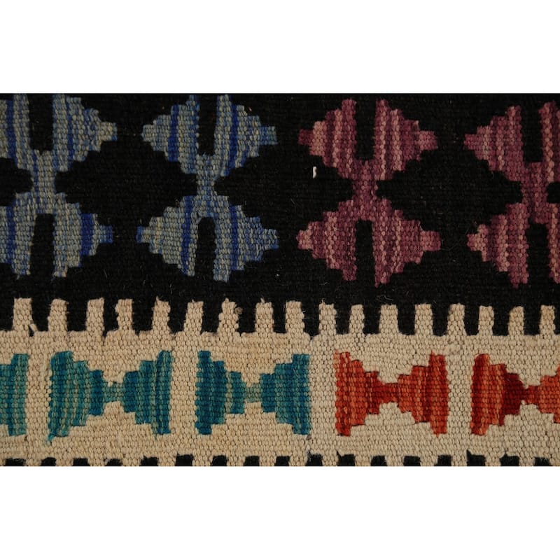 Reversible Orange Kilim Oriental Area Rug Flatweave Wool Carpet - 10'1" x 12'9"
