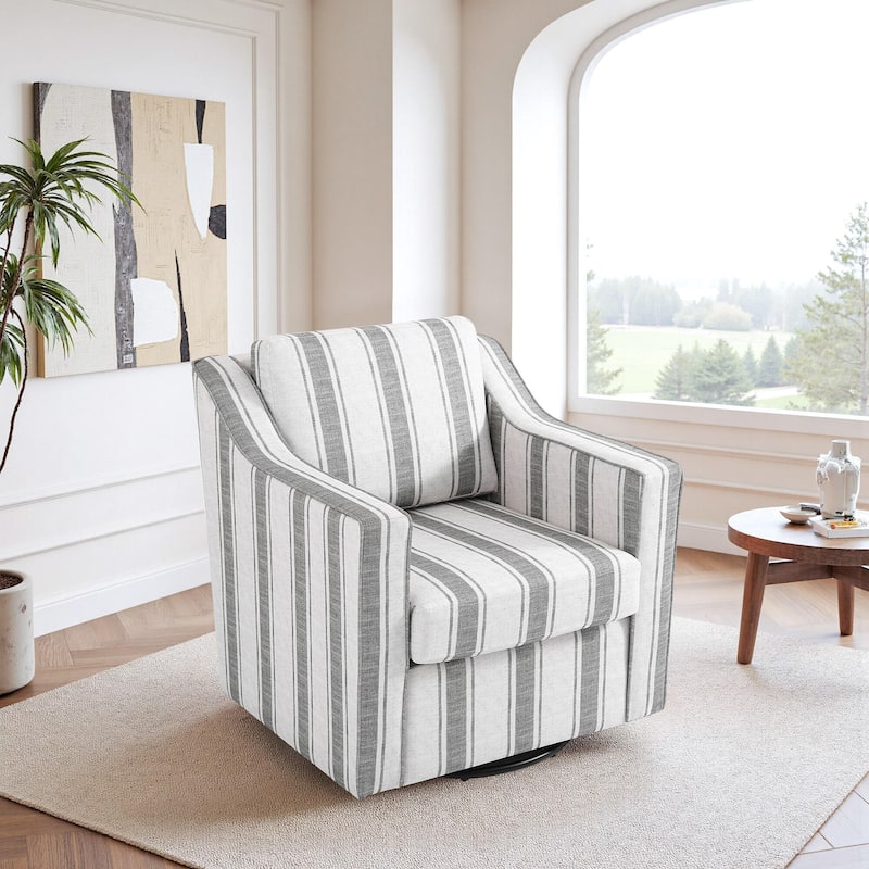 UIXE Chenille/Leather Swivel Barrel Chair Accent Chairs For Living Room
