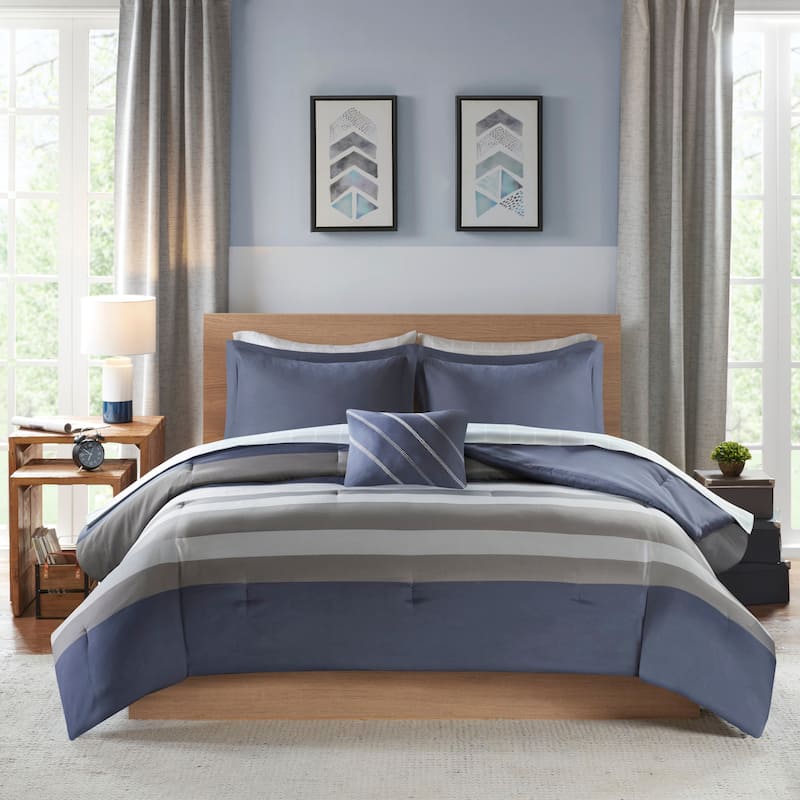 Intelligent Design James Striped Comforter Set with Bed Sheets - Full