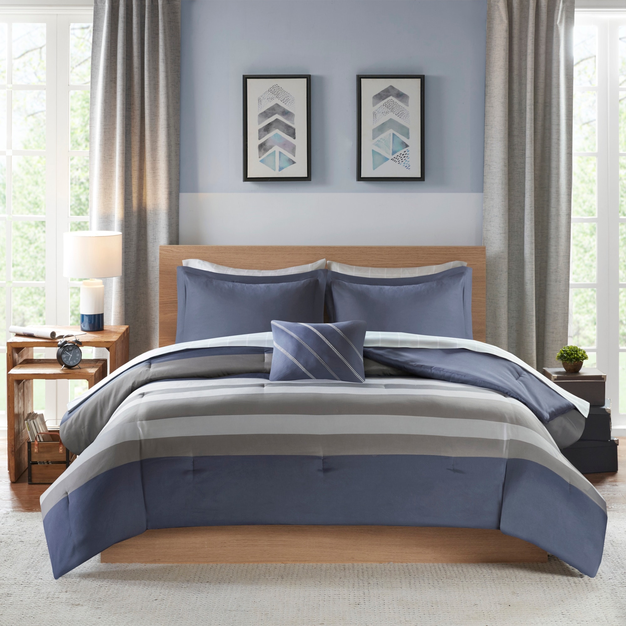 Intelligent Design Marsden Striped Comforter Set with Bed Sheets