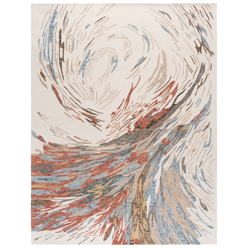 SAFAVIEH Handmade Ebony Gunnhildur Wool Rug - 8' x 10' - Ivory/Blue