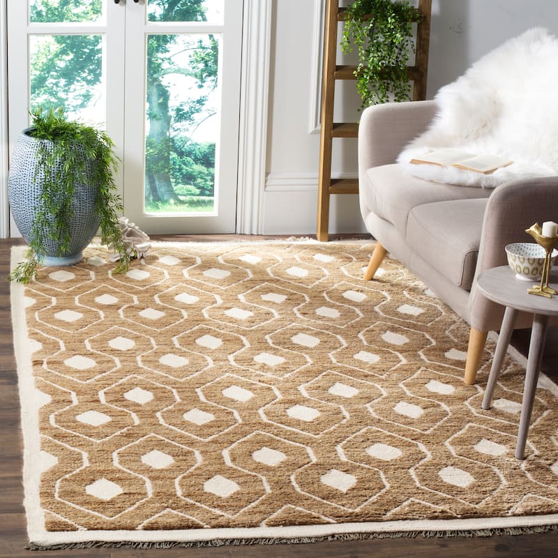 SAFAVIEH Hand-knotted Tangier Gytte Modern Wool Rug - 5' x 8' - Ivory/Multi