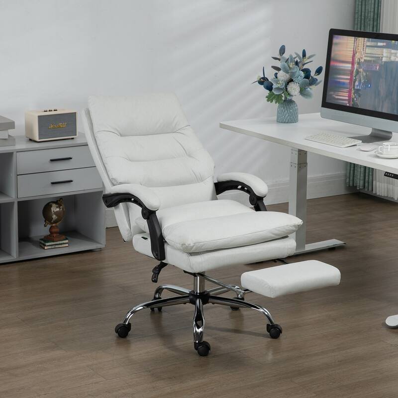 Executive Office Chair with Heated & Massage, Computer Desk Chair with Footrest, Microfibre High Back Swivel Office Chair