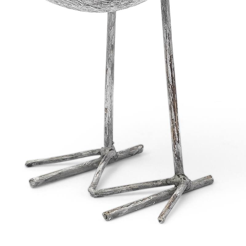 HomeRoots 7" Off White Resin And Metal Snipe Bird Tabletop Sculpture - 6" W x 6" D x 7" H